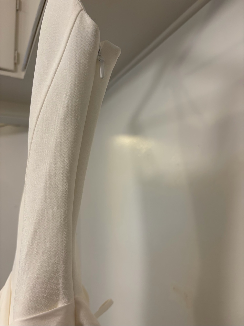 Cream Draped Mini Dress with Structured Bodice - Picture 4 of 10